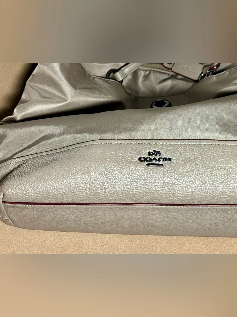 Coach Taupe Nylon & Leather Turnlock Carryall Large Tote Bag F57903